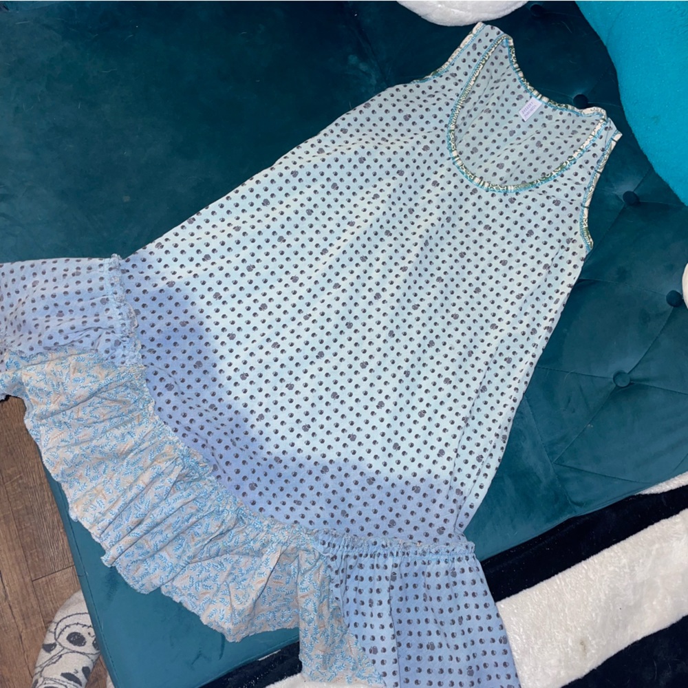 Pastel blue polka dot Tunic Top or tank dress